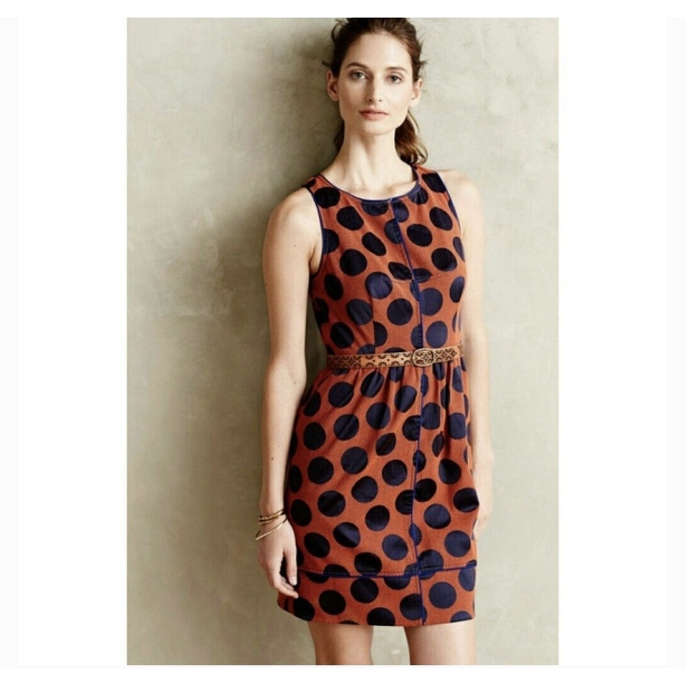 Maeve Dress Women's 8 Rokin Polka Dot Lace Ruffle Hem Keyhole